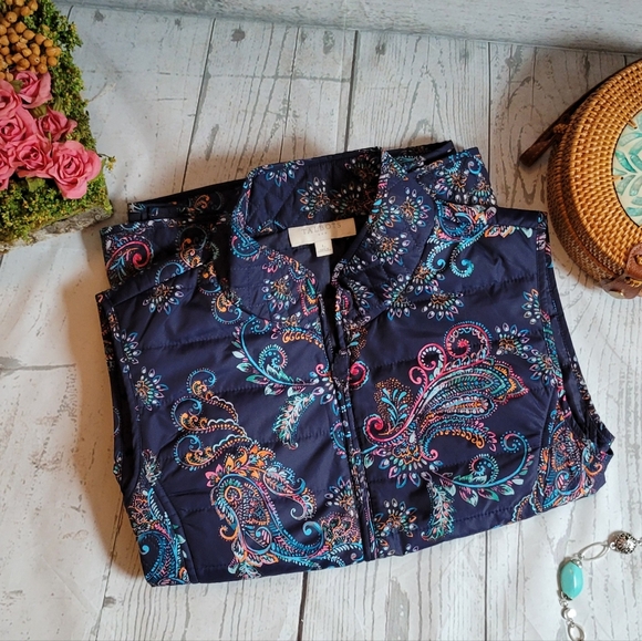 Talbots Multi Print Puffer Vest - Picture 1 of 4